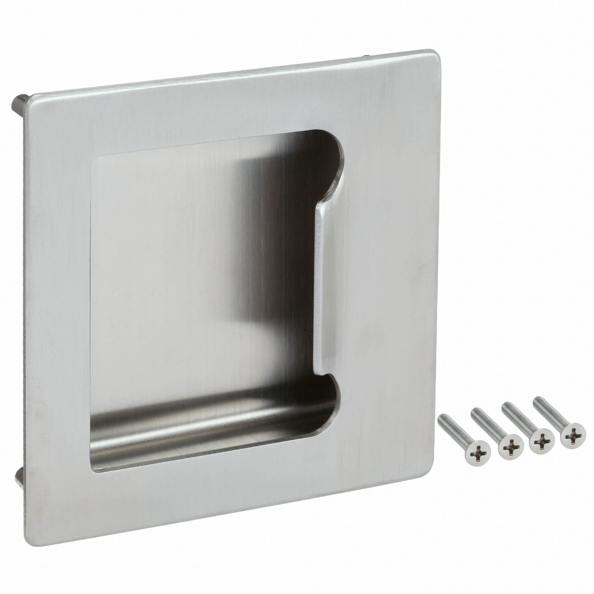 ROCKWOOD Flush Door Pull, Brass, Bronze, Stainless Steel, Dull