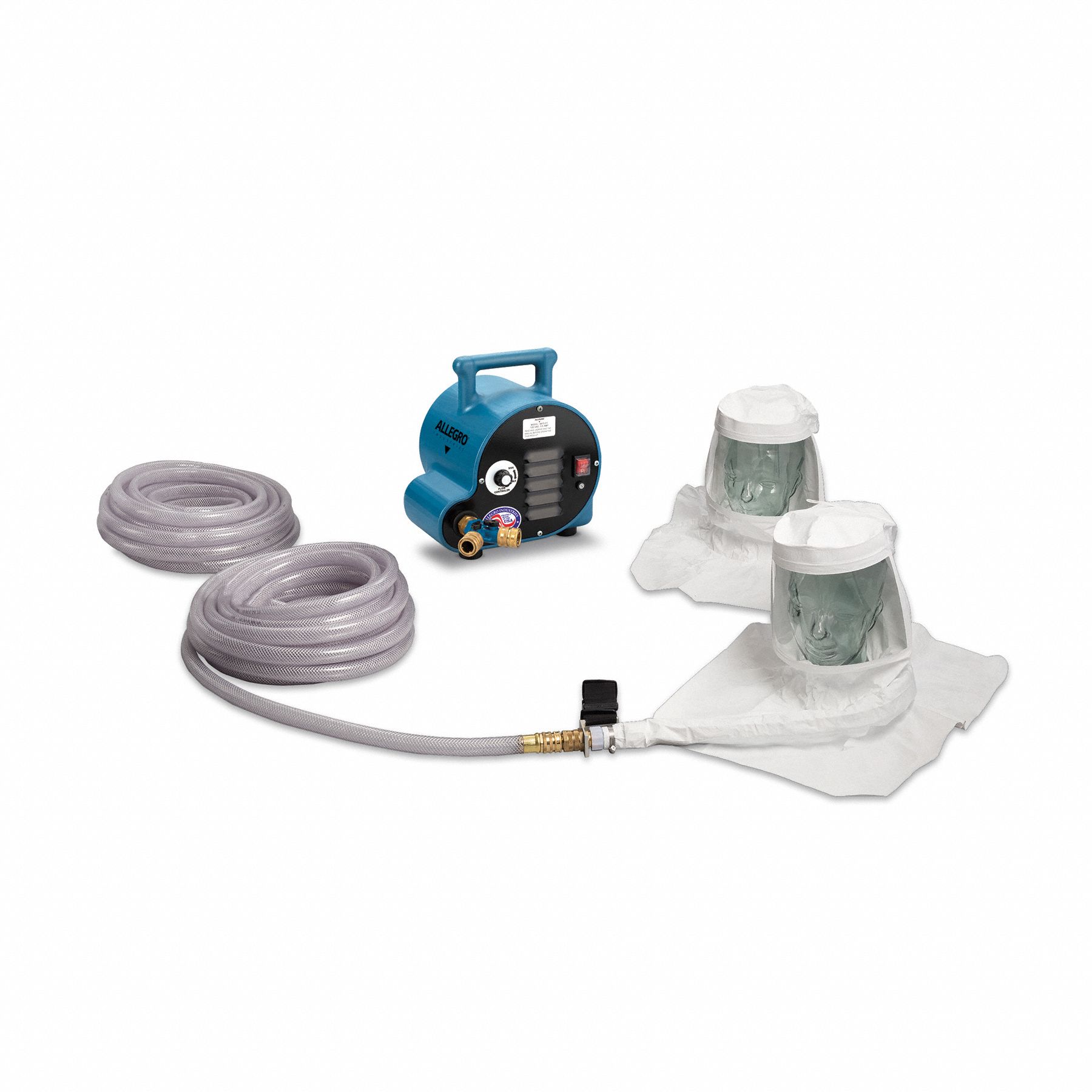 ALLEGRO, 50 ft Hose Lg, Single Bib Hood, Tyvek Hood Breathing Air Blower Resp Sys 336ZG89221