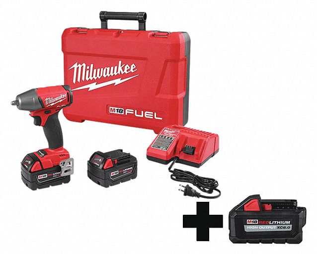 MILWAUKEE 3/8" Cordless Impact Wrench Kits, 18.0 Voltage, 220 ft.lb