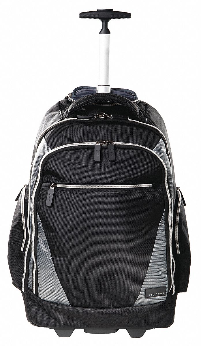 ECO STYLE 1680D Ballistic Nylon Roller Laptop Backpack for Up to 17.3 in Laptop, Black/Platinum