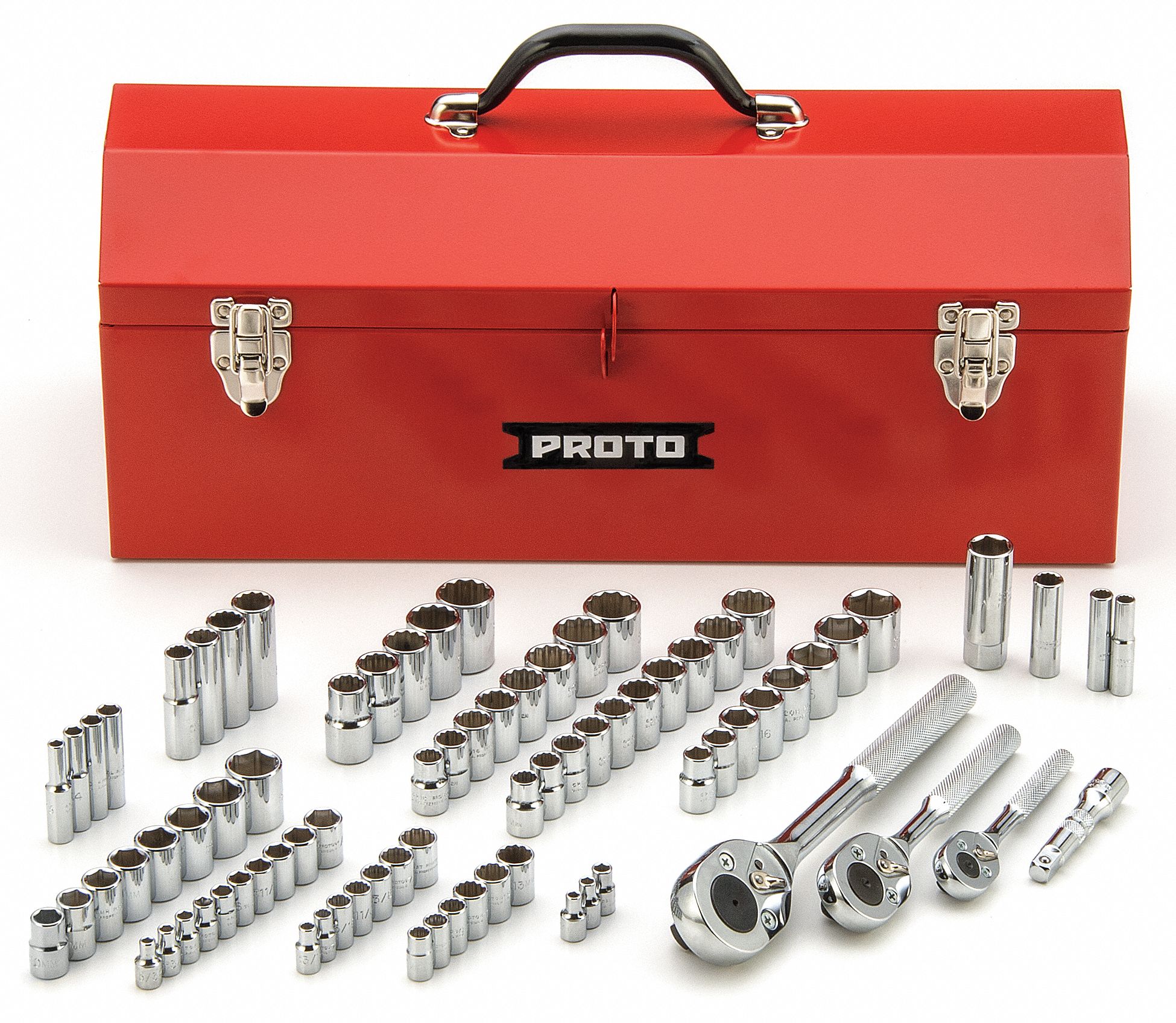 PROTO Socket Wrench Set, Socket Size Range 4 mm to 19 mm, 5/32 in to 13/16 in 33HE04J471811A