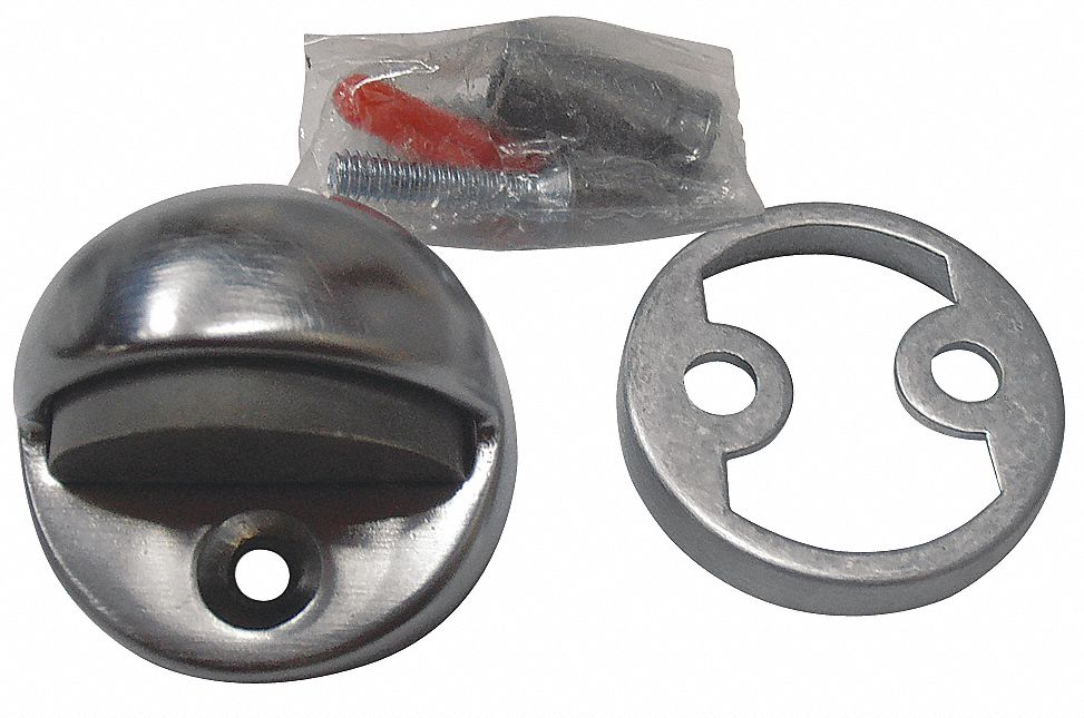 GRAINGER APPROVED Solid Brass, Dome Door Stop, Floor Mount, 13/4" Base