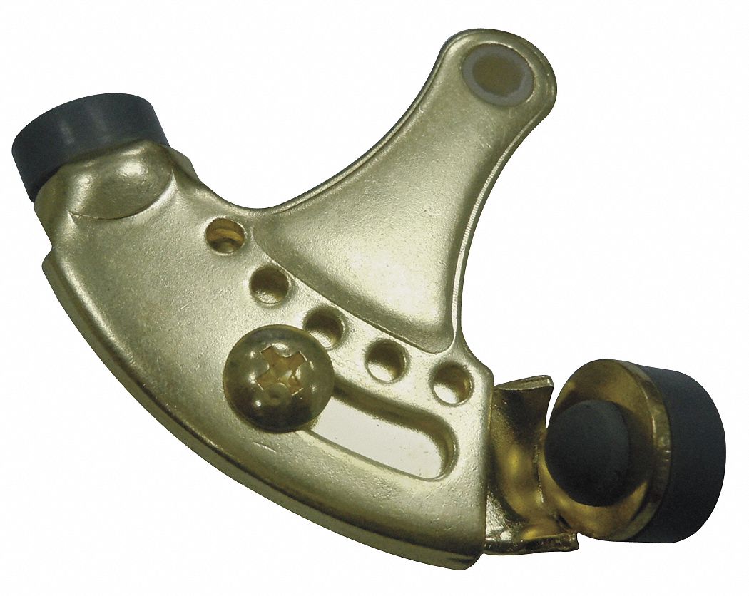 GRAINGER APPROVED Steel, Hinge Pin Door Stop, Door Mount, Bright Brass