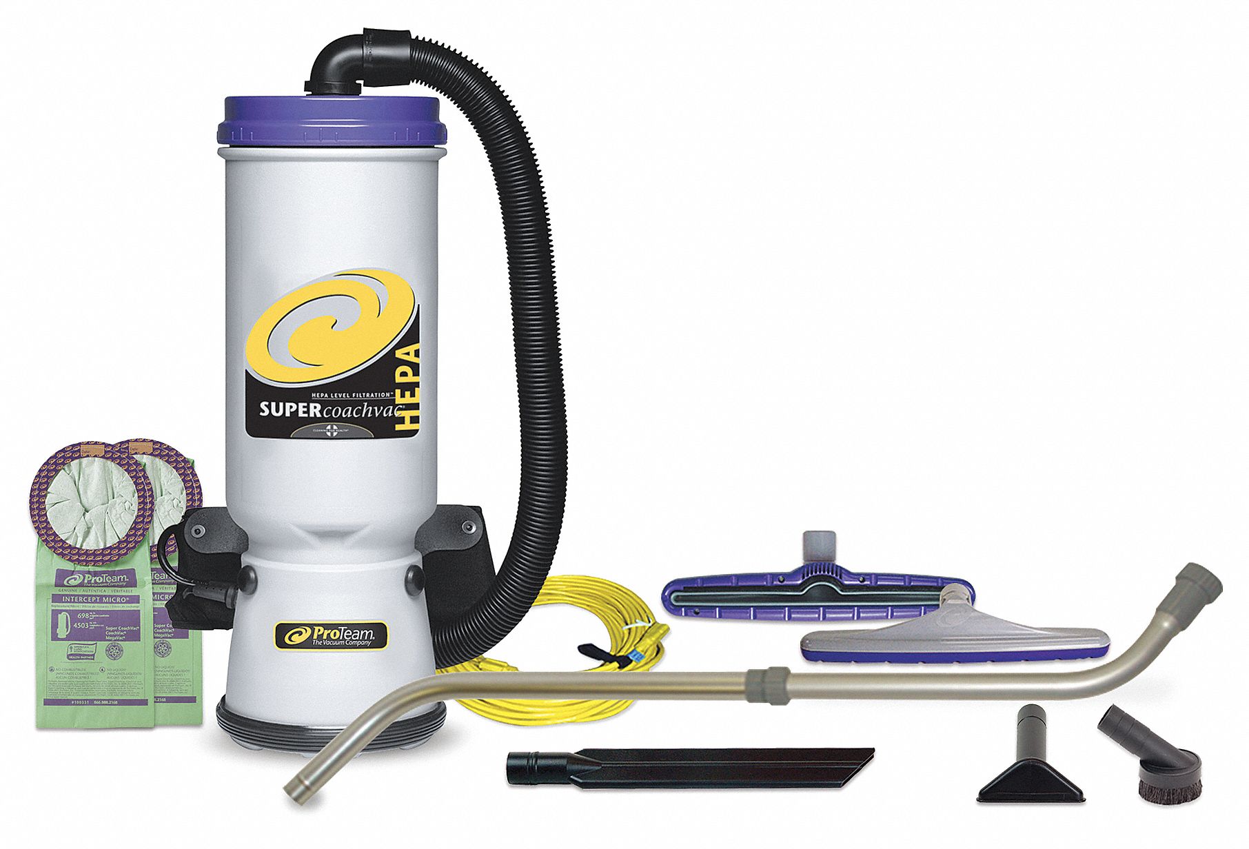 PROTEAM Backpack Vacuum, Corded, 150 cfm, Standard Vacuum Filtration