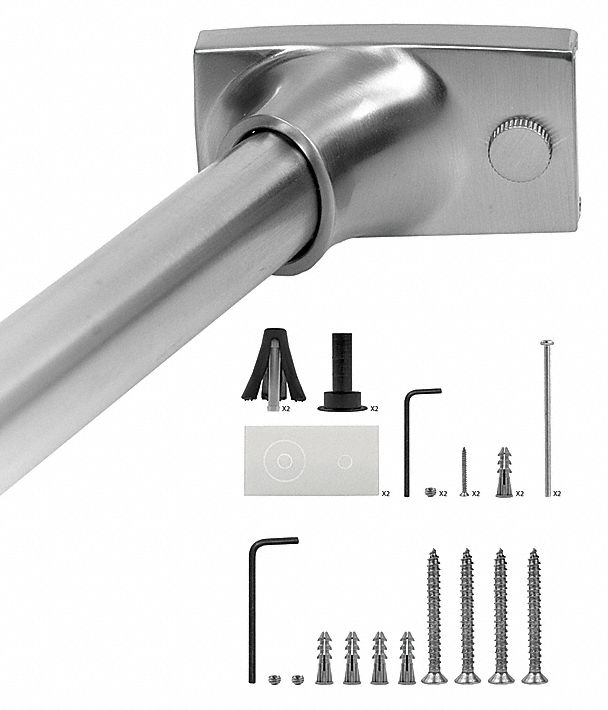 WINGITS 60 inL x 1 in x 5/8 inD Satin Nickel Curved Shower Rod