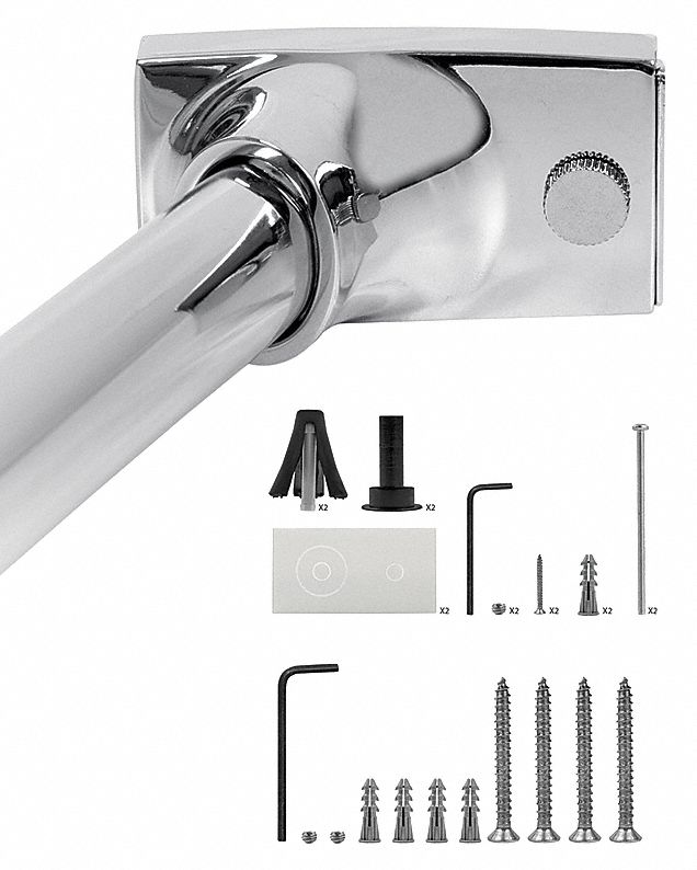 WINGITS 60 inL x 1 in x 5/8 inD Polished Chrome Curved Shower Rod