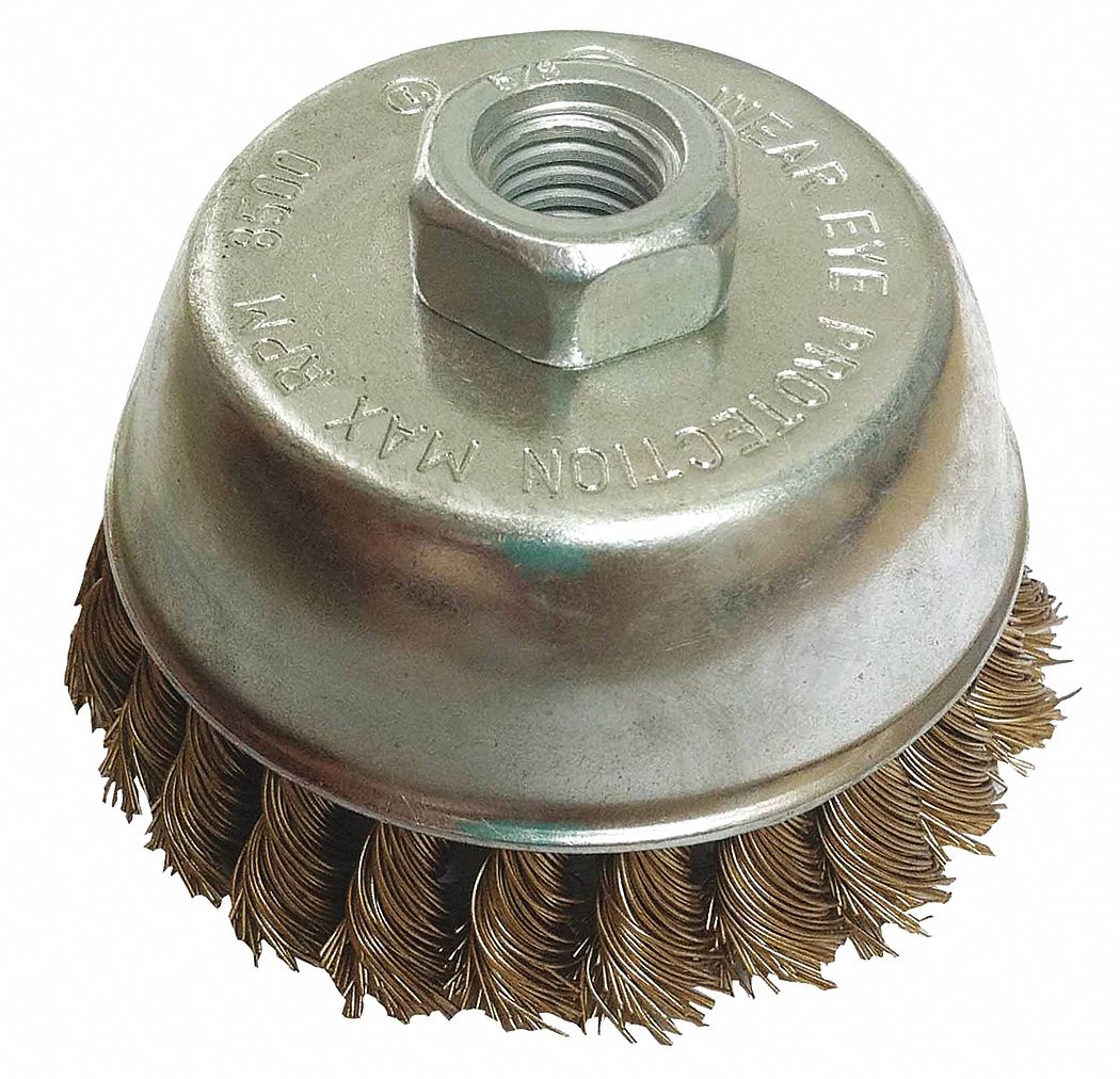 WESTWARD 2 3/4 in Crimped Wire Cup Brush, Arbor Hole Mounting, 0.014 in