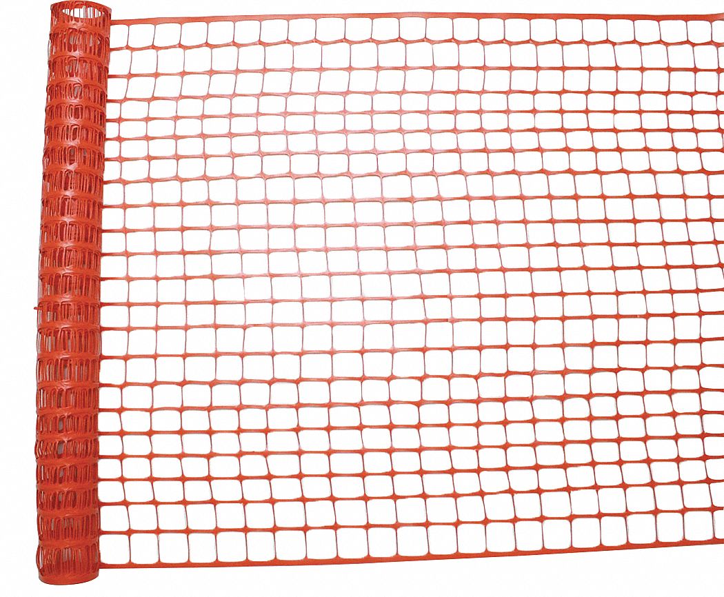 GRAINGER APPROVED Safety Fence 2 x 23/8 in Mesh Size, 4 ft Ht, 100 ft