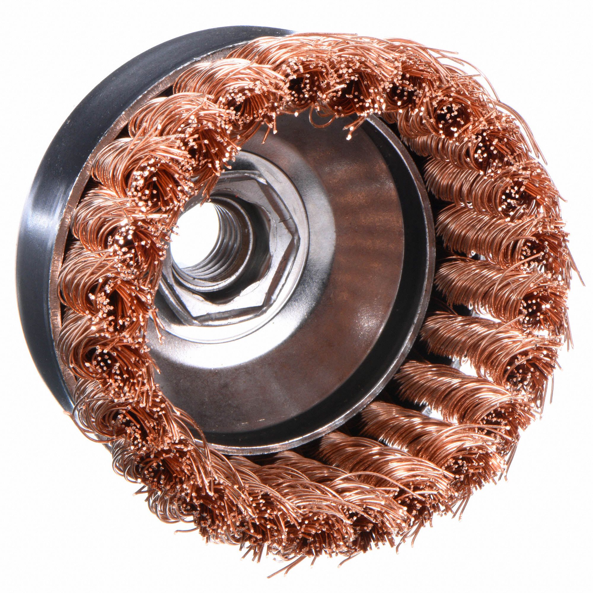 WEILER 4 in Knotted Wire Cup Brush, Arbor Hole Mounting, 0.02 in Wire