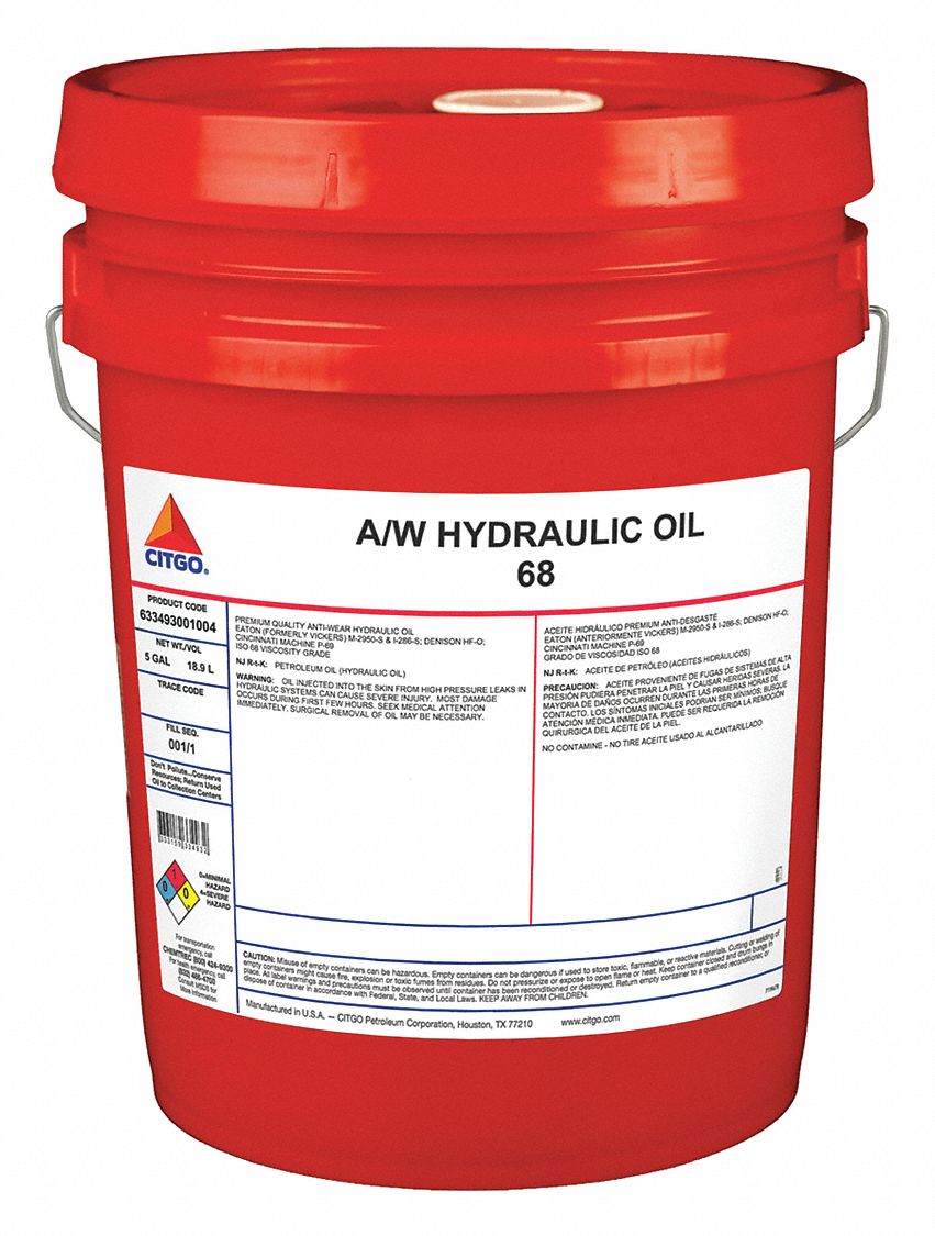 CITGO Mineral Hydraulic Oil, 5 gal Pail, ISO Viscosity Grade 68