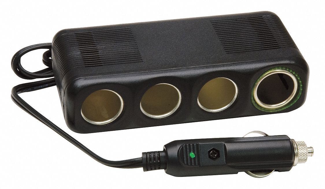 Cigarette Lighter Adapter,4 Outlet Grainger
