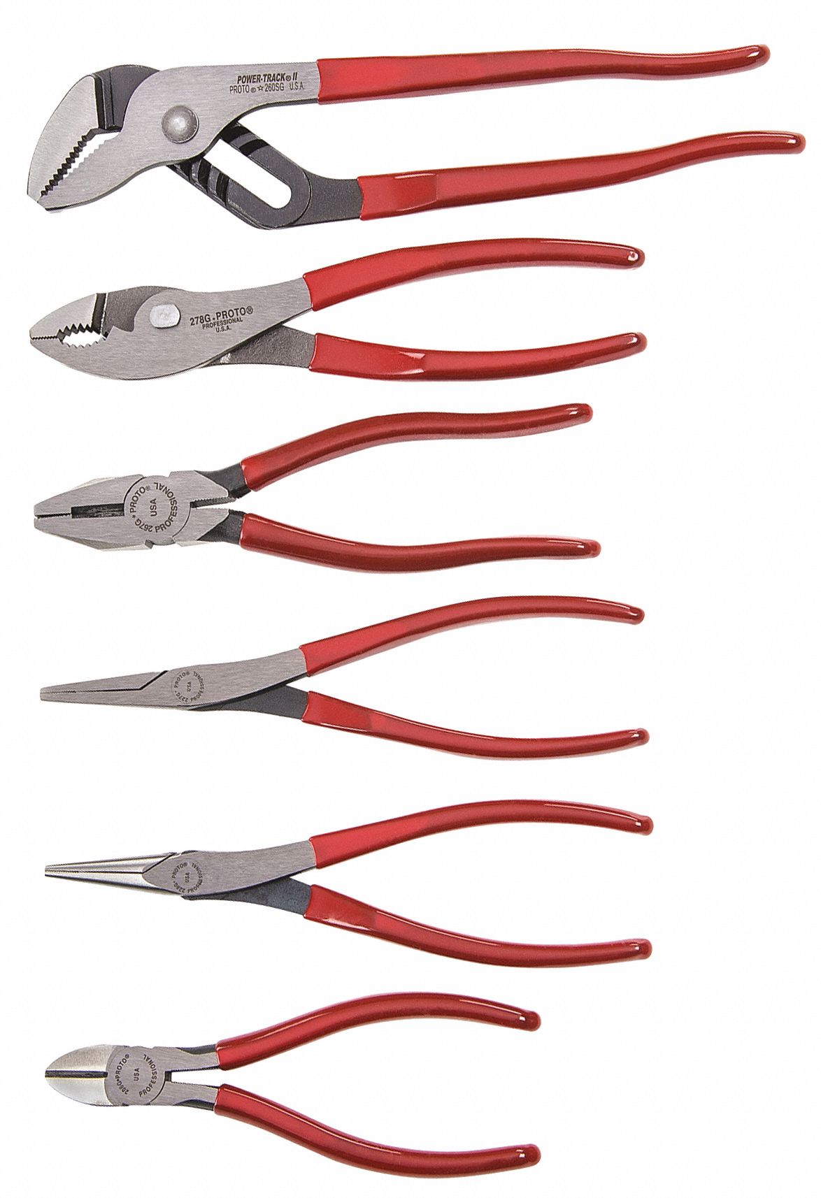 6 Pliers, Std Cushion Grip, Pliers Set 33TA17J202GS Grainger