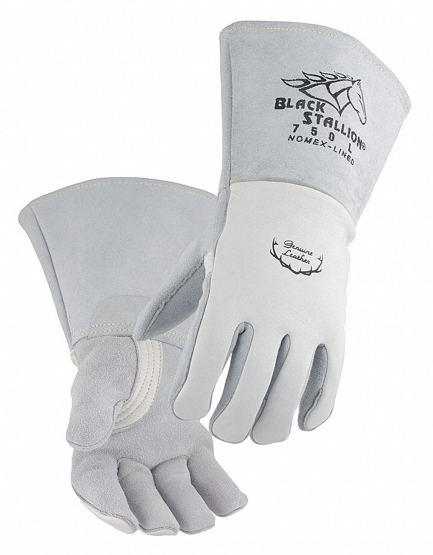 BLACK STALLION Welding Gloves, Gauntlet Cuff, Elkskin Leather Palm