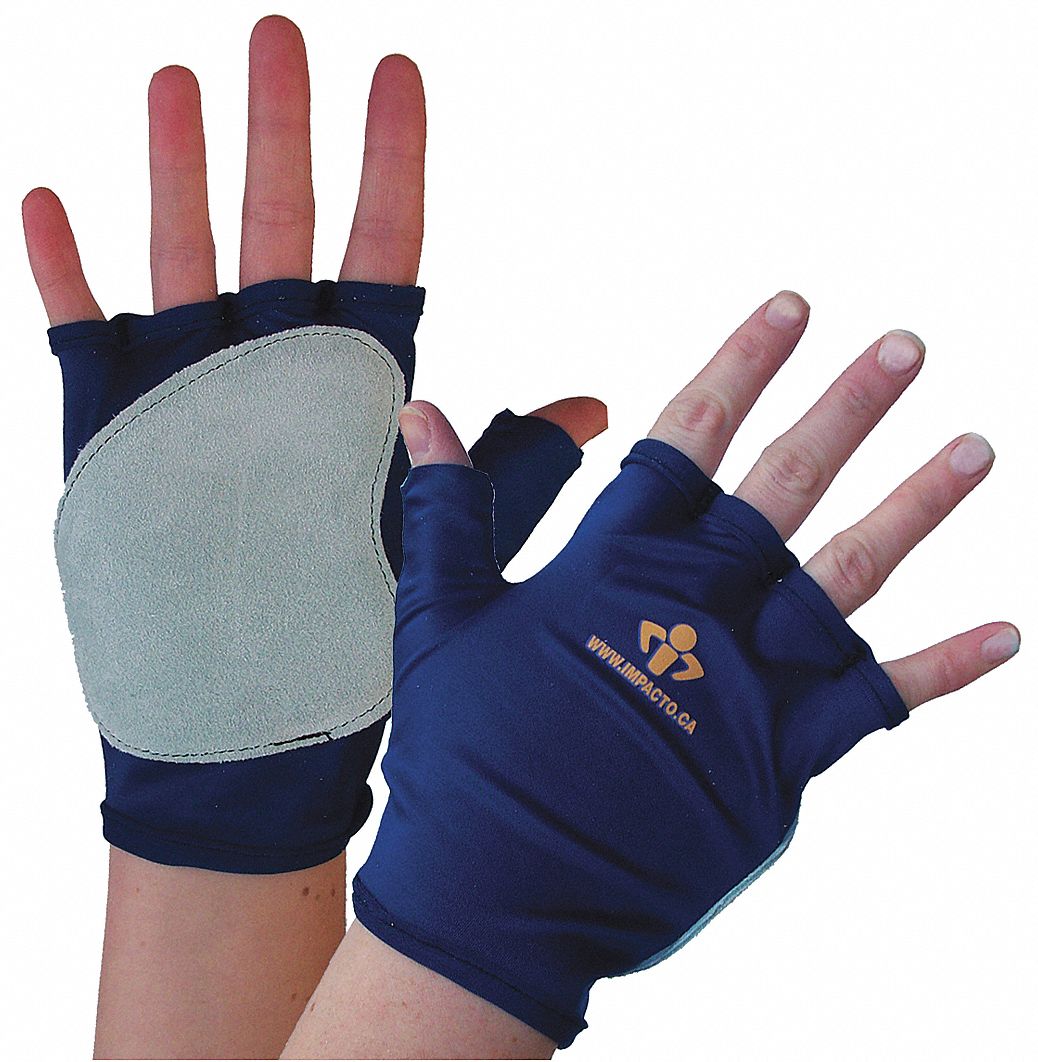 IMPACTO AntiImpact Gloves, Nylon, Suede Leather Palm Material, M, Blue