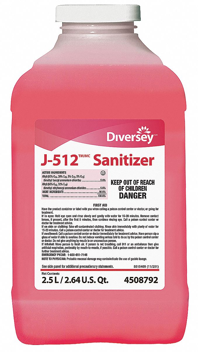 DIVERSEY Sanitizer For Use With JFill Chemical Dispenser, 2 PK