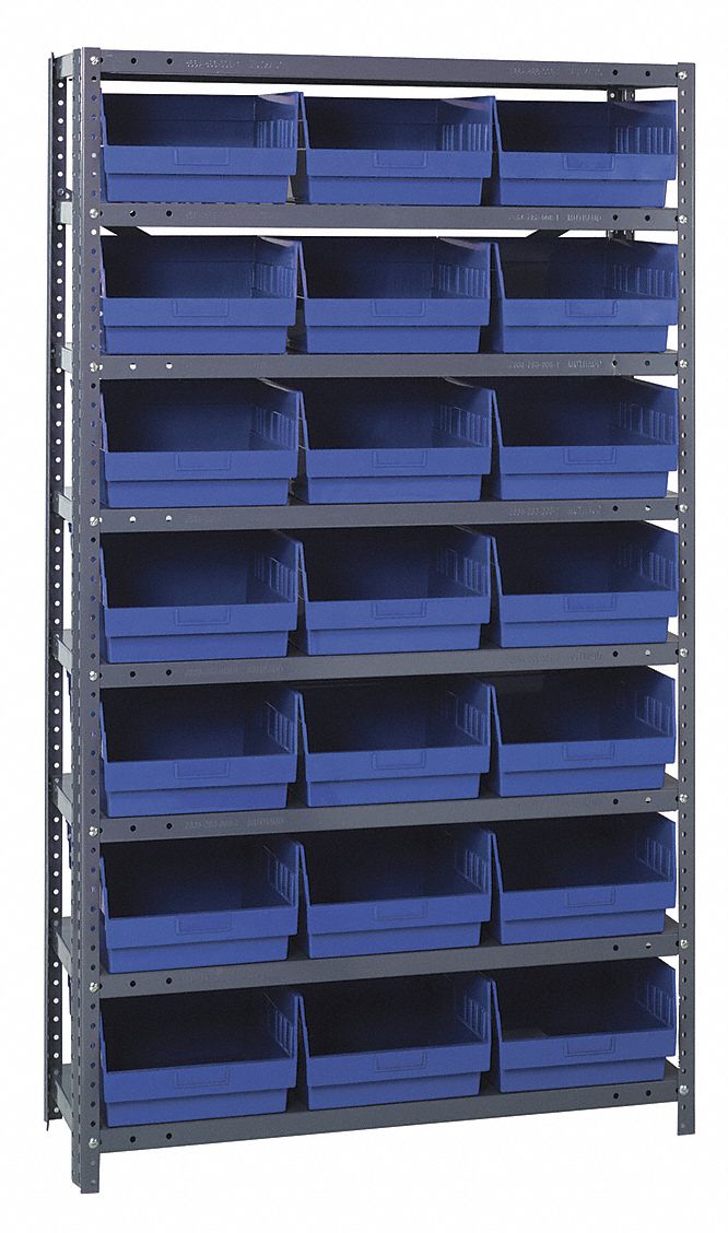 QUANTUM STORAGE SYSTEMS Steel Bin Shelving with 21 Bins, 36 inW x 12