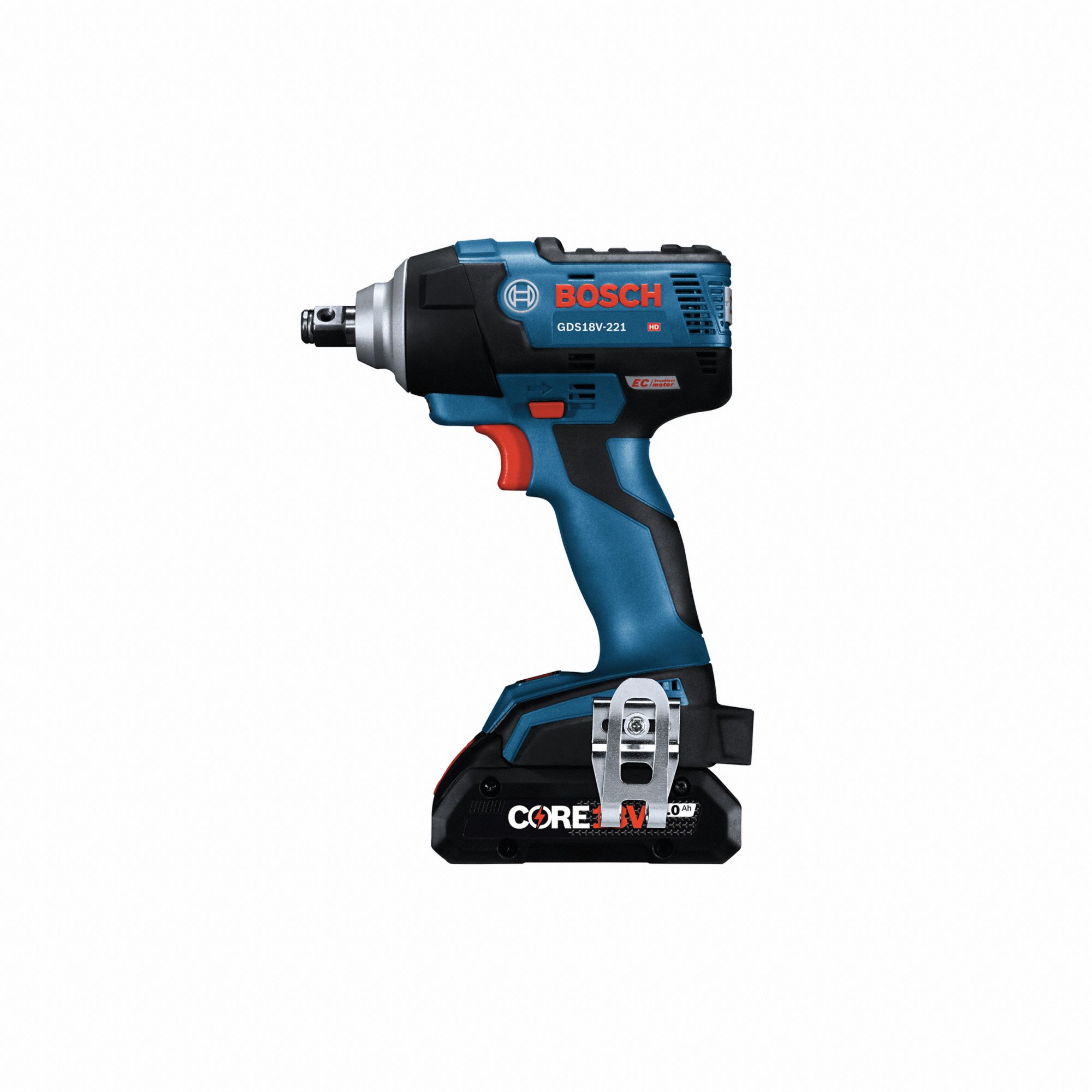 BOSCH Impact Wrench Kit 1/2 in Square Drive Size, 221 ftlb Fastening