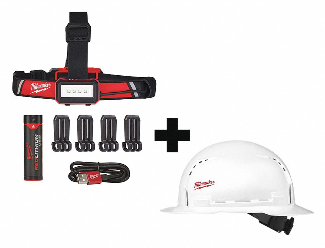 MILWAUKEE LED Headlamp, Plastic, 50,000 hr Lamp Life, Maximum Lumens