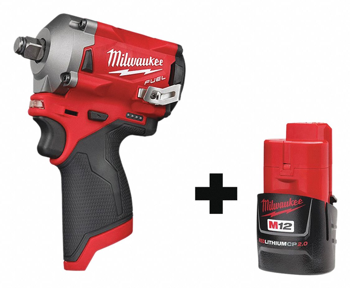 MILWAUKEE Cordless, Impact Wrench, 12V DC, 250 ftlb Breakaway Torque