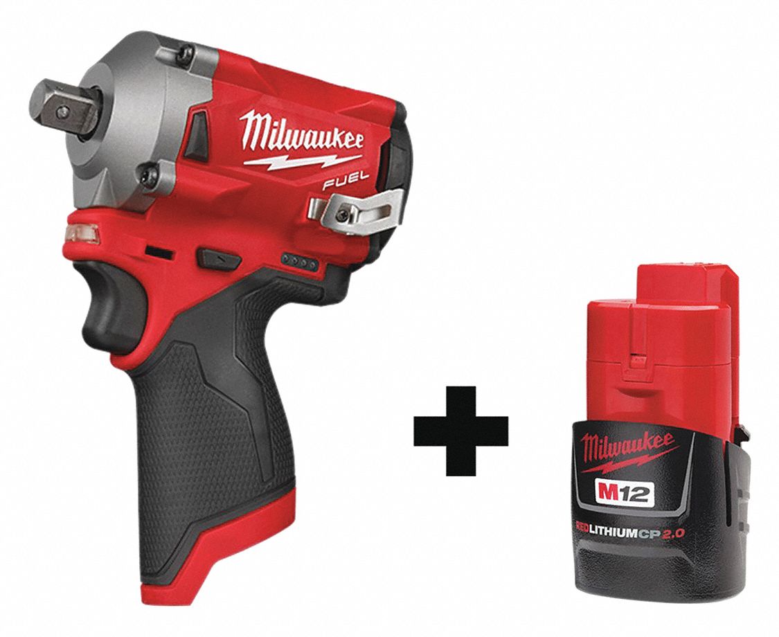 MILWAUKEE Impact Wrench, Bare Tool, Battery, 12VDC 349VF92555P20 48