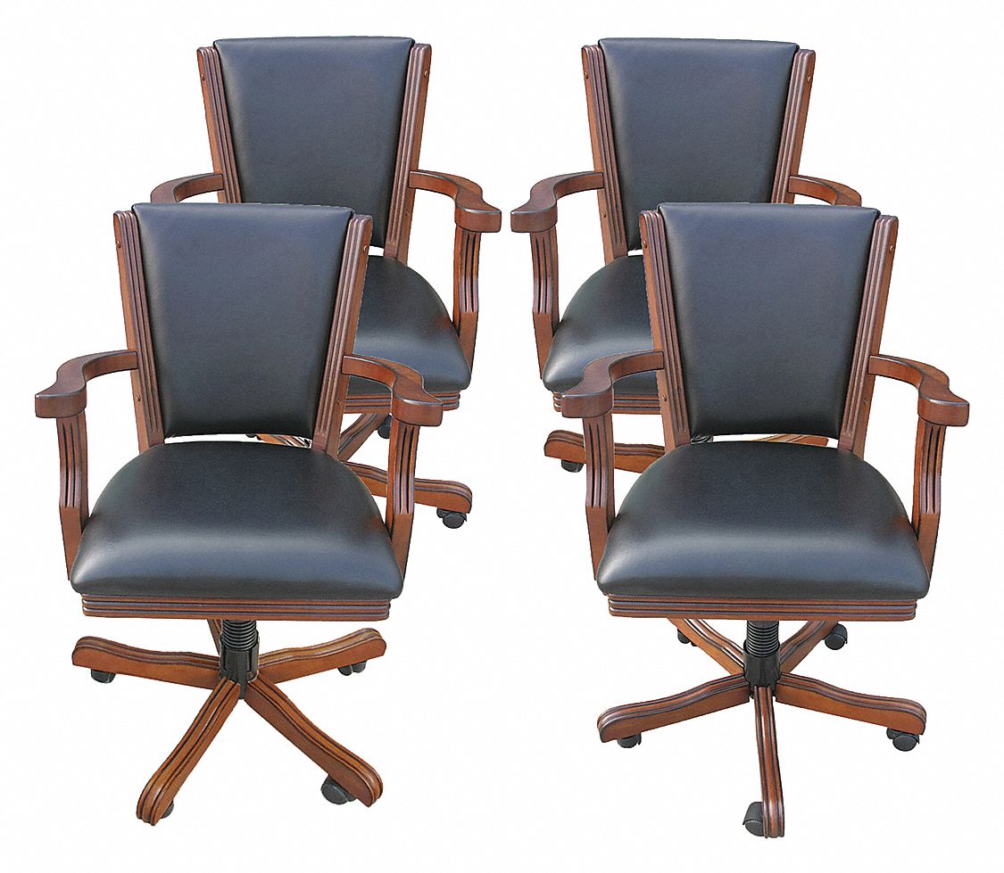 HATHAWAY, Walnut, Synthetic Leather, Game Table Arm Chair 34CP86