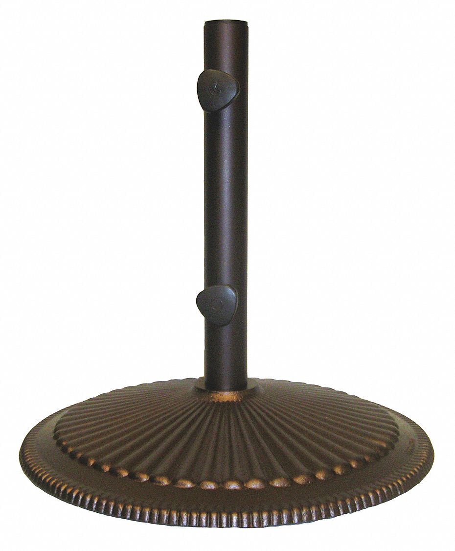 Umbrella Base, Bronze Cast Iron, 50 lb, Base Dia. 19 3/10 in, Stem