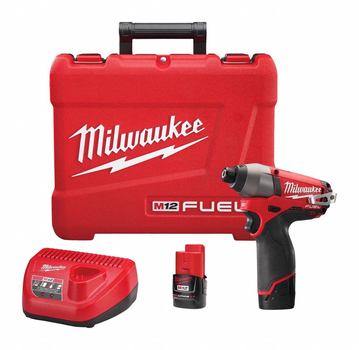 MILWAUKEE Cordless Impact Driver Kit, 1/4 in, 12.0, 1200 inlb Max