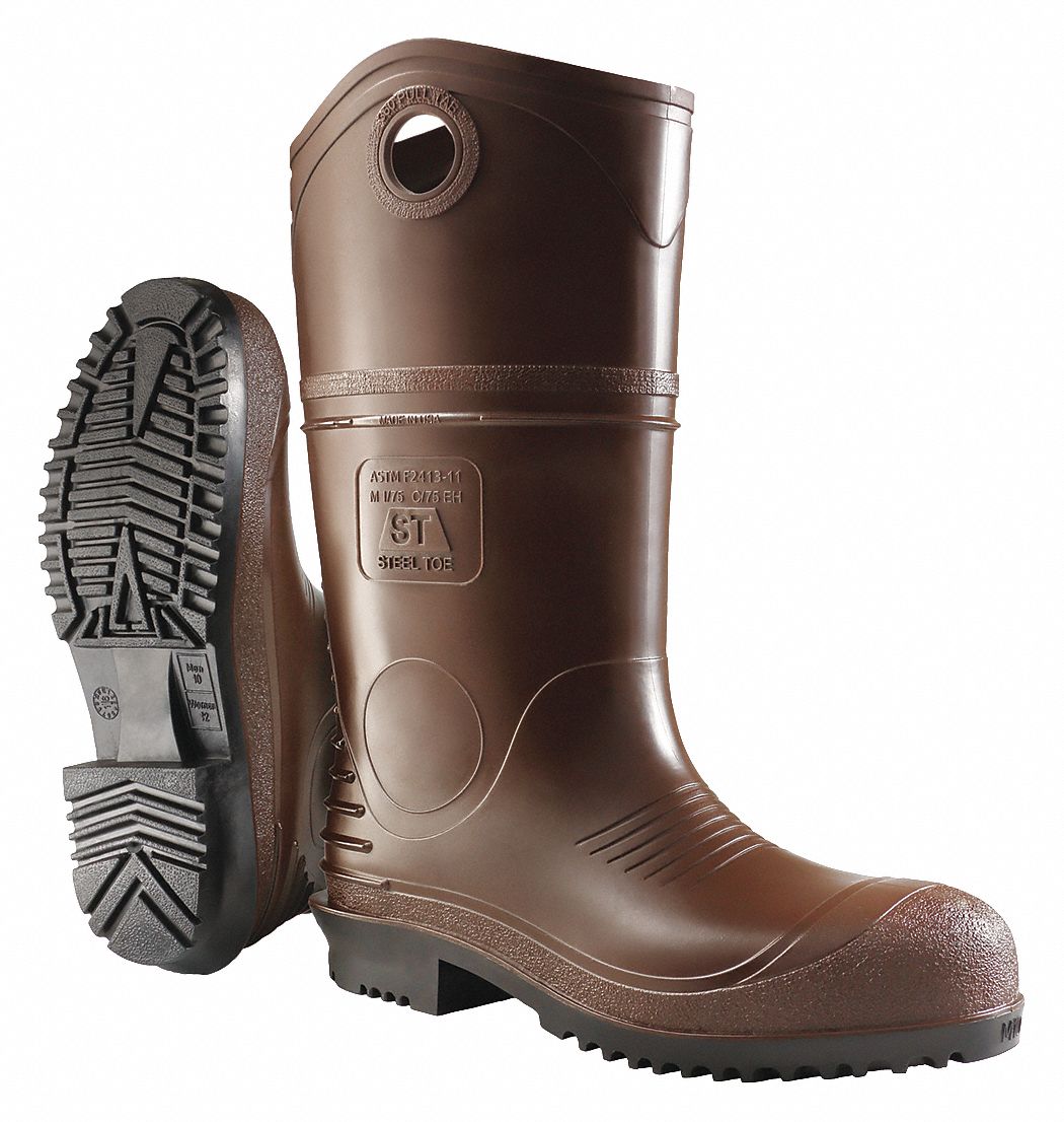 Defined Heel/Electrical Hazard (EH)/OilResistant Sole/Steel Toe/Waterproof, 13, Rubber Boot