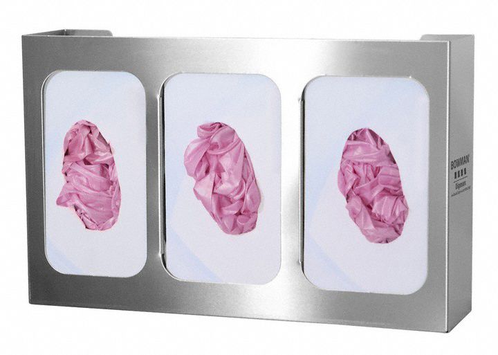 BOWMAN DISPENSERS Glove Box Dispenser 3 Boxes, Stainless Steel, Silver