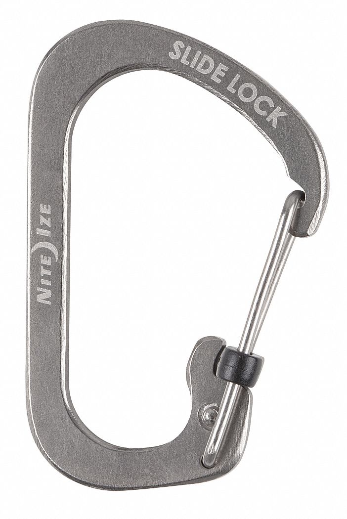 NITE IZE Locking Carabiner Clip, Silver, 1-3/32 in. - 34GN72|CSL2-11-R6