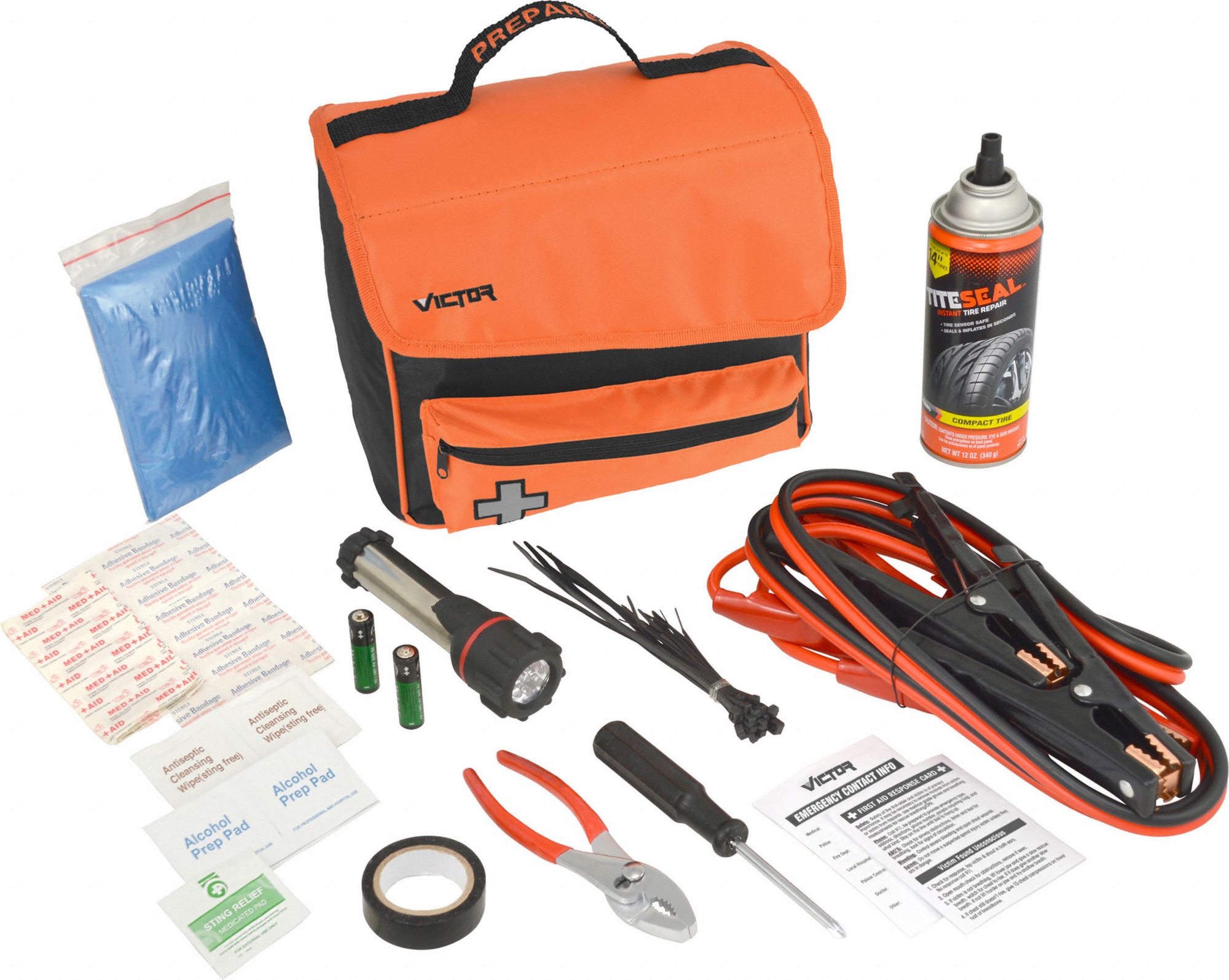 VICTOR Roadside Emergency Kit/Triangle, 57 Piece 34NL95225651028