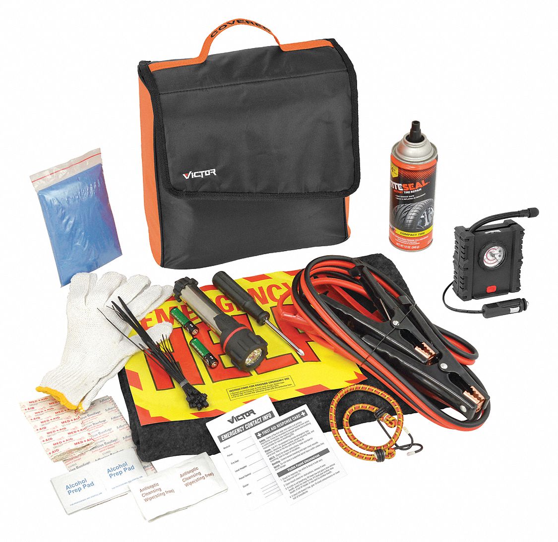 VICTOR Roadside Emergency Kit/Triangle, 104 Pcs 34NL96225651038