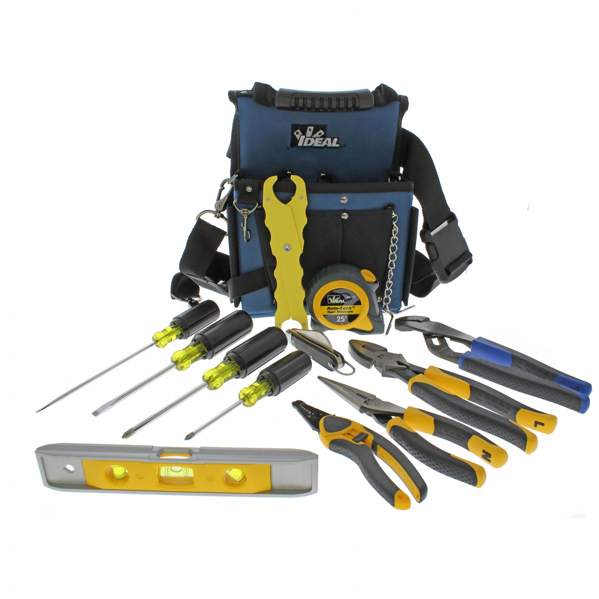 IDEAL, 12 Total Pcs, Tool Bag, Electricians Tool Kit 3KGW335790 Grainger