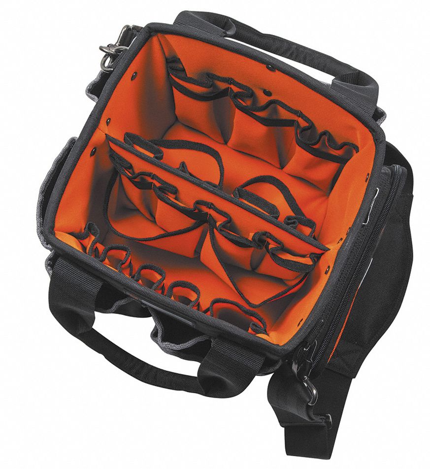 KLEIN TOOLS Tool Tote Ballistic Nylon, Black, 22 Outside Pockets, 20