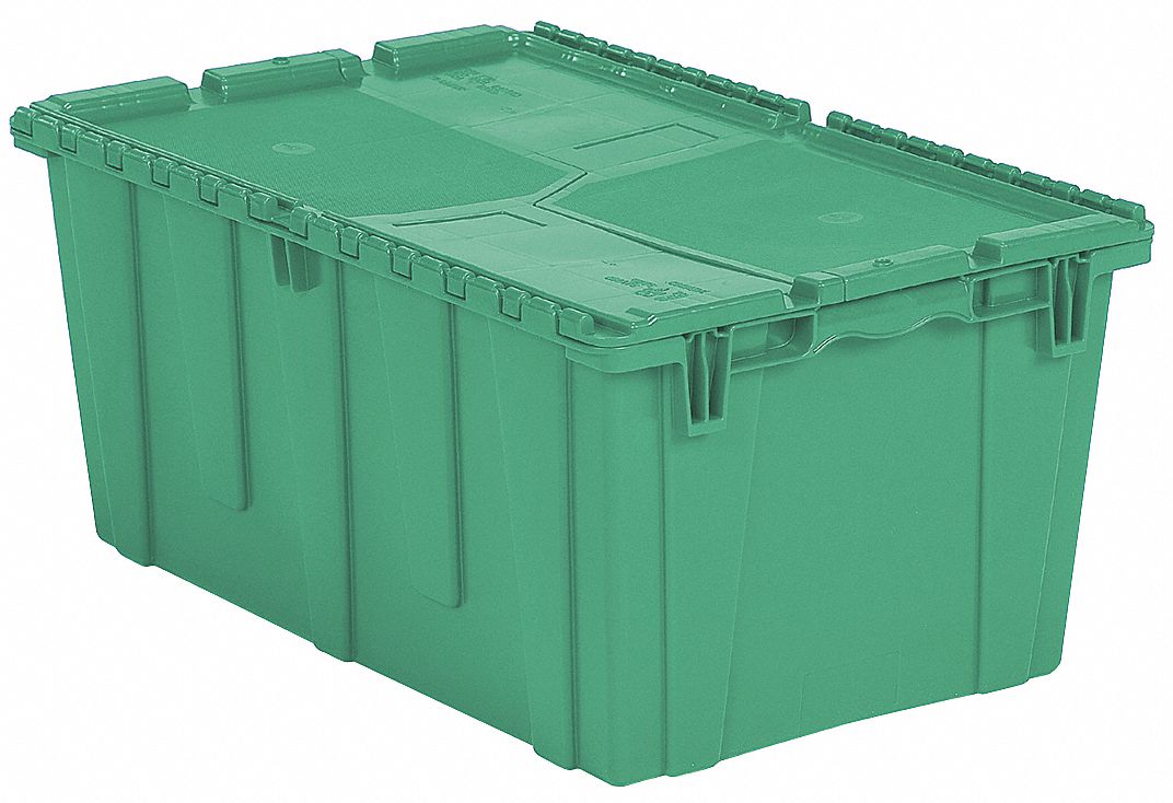 ORBIS Attached Lid Container, Green, 12 1/8 inH x 26 7/8 inL x 16 7/8