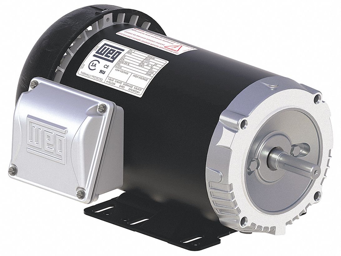 WEG General Purpose Motor, 3/4 HP, 3Phase, Nameplate RPM 1,755