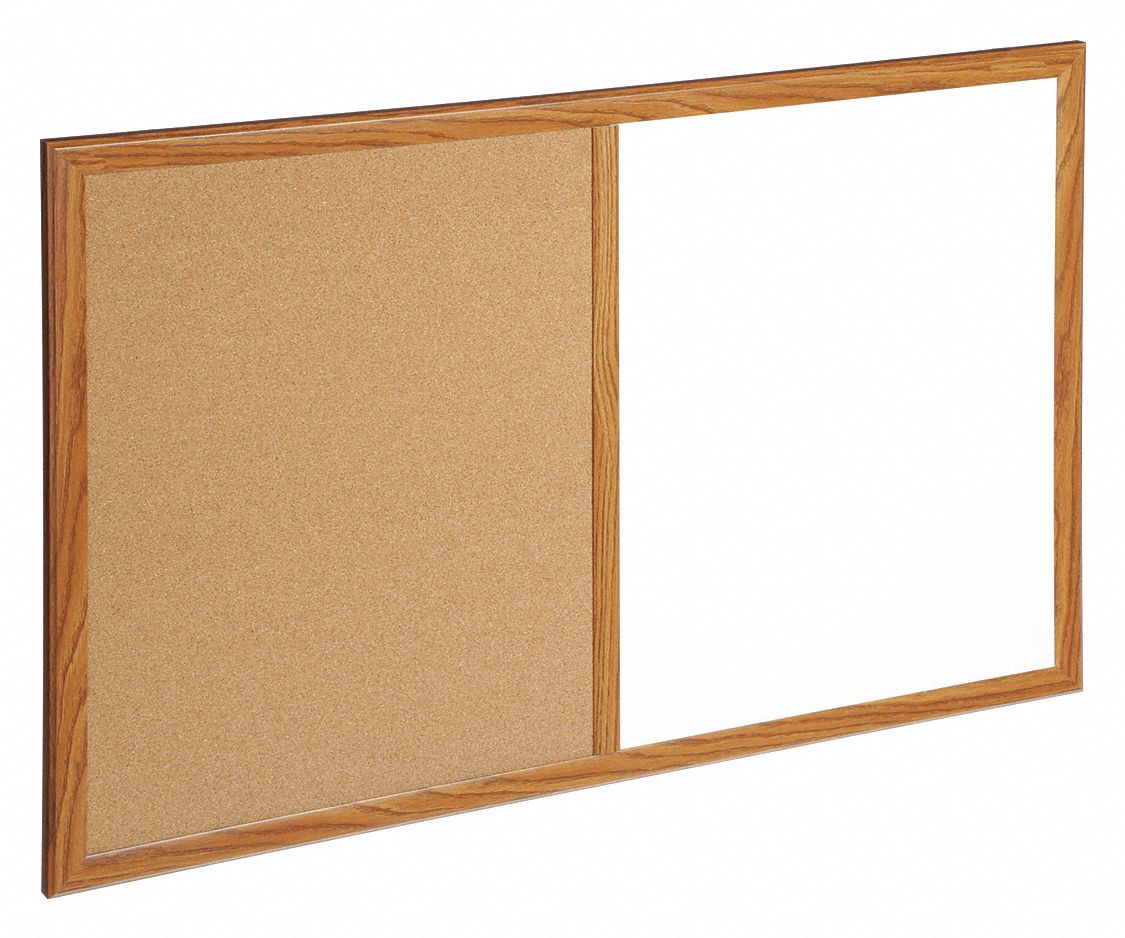 ABILITY ONE, Cork, 36 in Dry Erase Ht, Combination Bulletin Board
