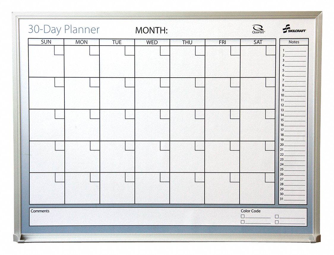 ABILITY ONE, Plastic, 18 in Dry Erase Ht, Planning Board 35KR217110