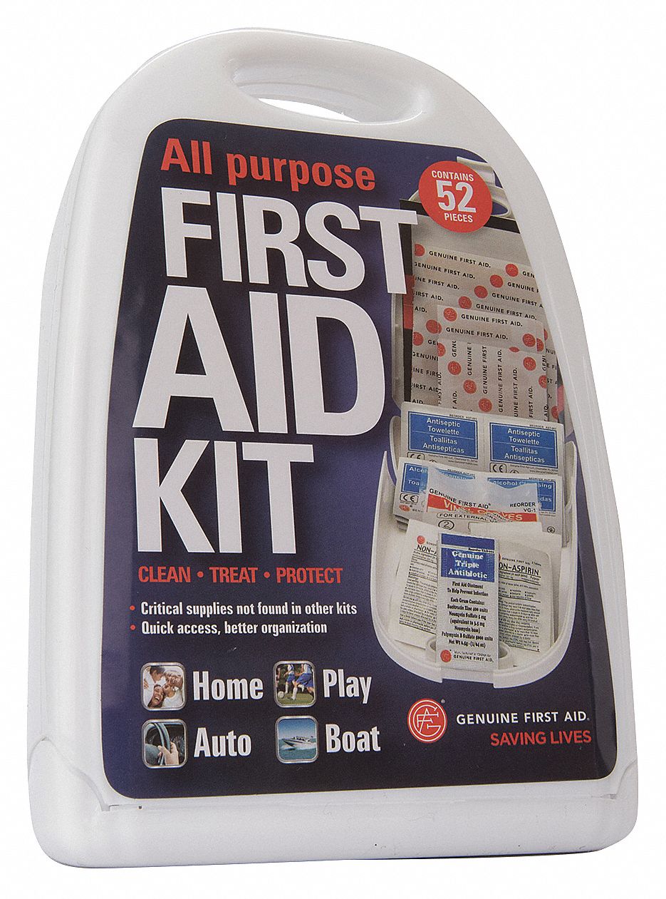 GRAINGER APPROVED First Aid Kit, Kit, Plastic, Industrial, 4 People