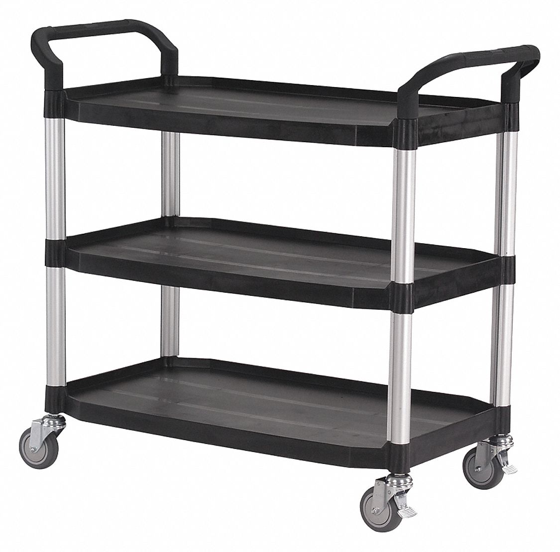 400 lb Load Capacity, Black, Utility Cart with Deep Lipped Plastic