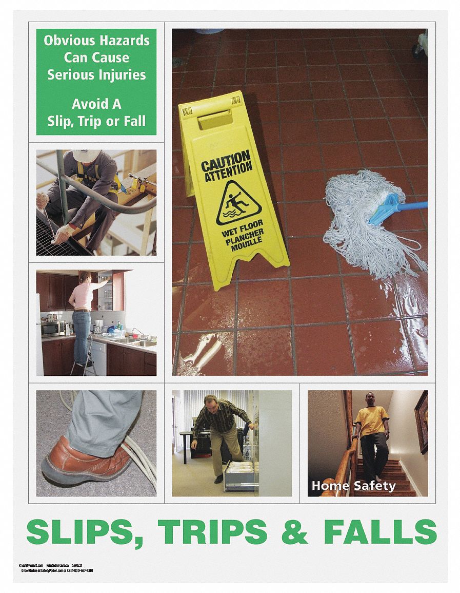 Safety Poster, Safety Banner Legend Slips, Trips And