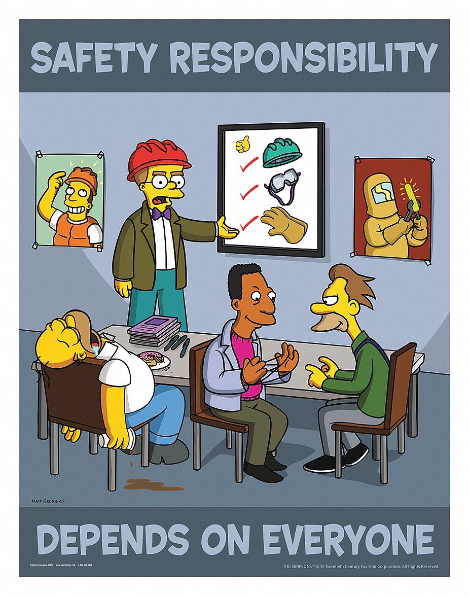 Simpsons Safety Poster, English, 11" x 17", 1 EA