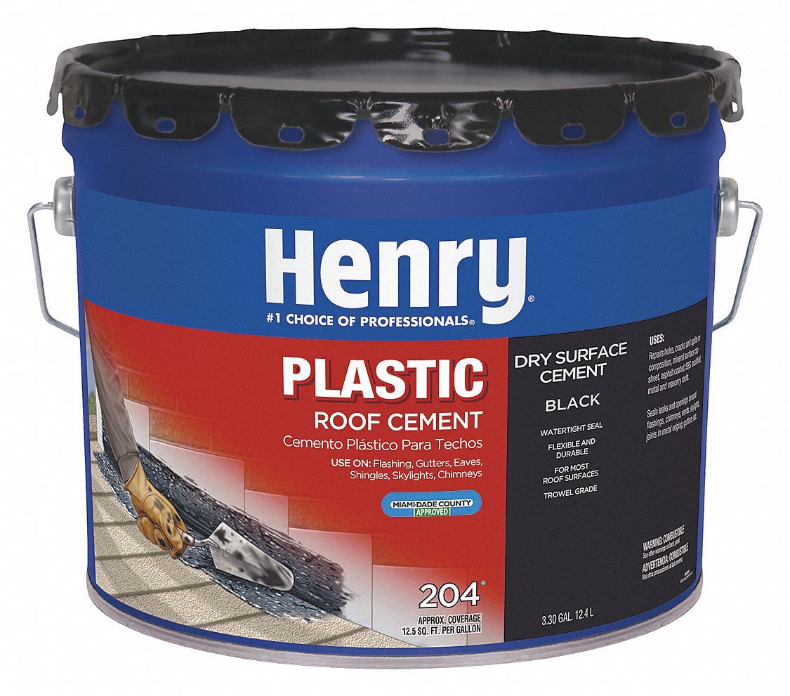HENRY, Asphalt, Black, Plastic Roof Cement 35LR65HE204061 Grainger