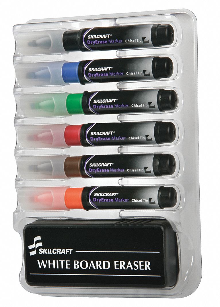 ABILITY ONE Dry Erase Marker Set Chisel, Capped, Assorted, Original