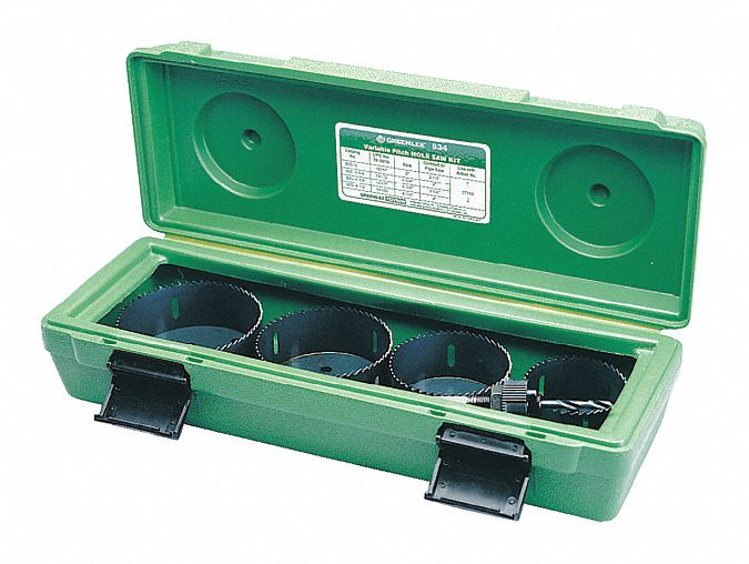 GREENLEE, 6 Pieces, 2 1/2 in to 4 in Saw Size Range, Hole Saw Kit