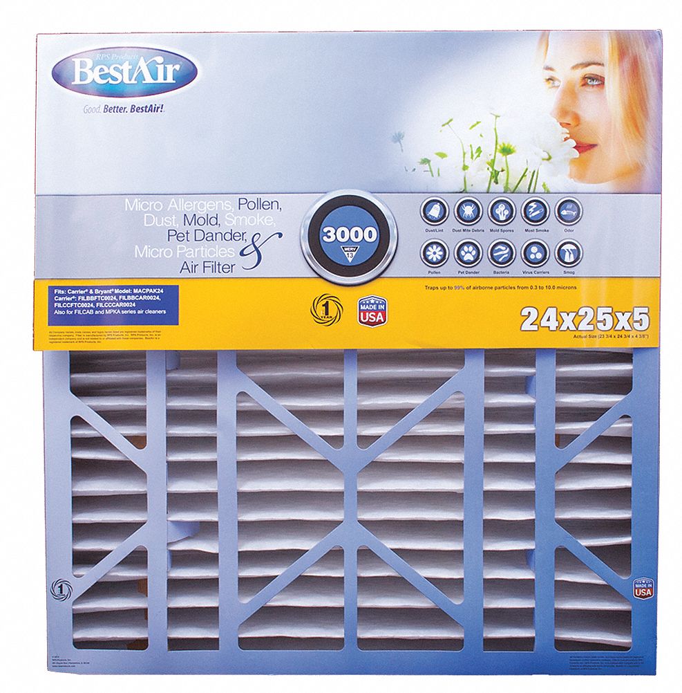 BESTAIR PRO Furnace Air Cleaner Furnace Air Cleaner Filter, 24x25x5