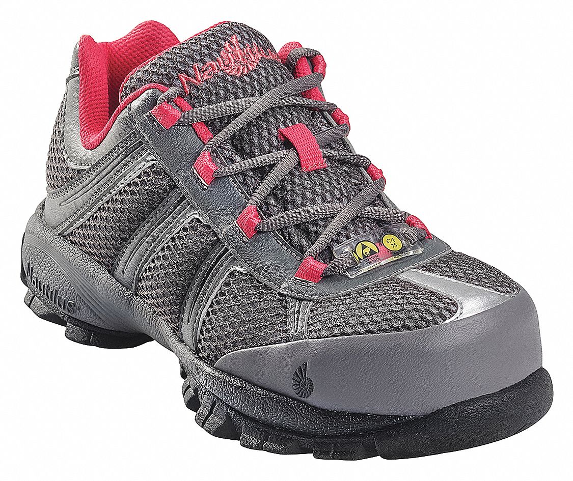 NAUTILUS SAFETY FOOTWEAR Athletic Shoe, 8, Medium, Women's, Gray/Pink