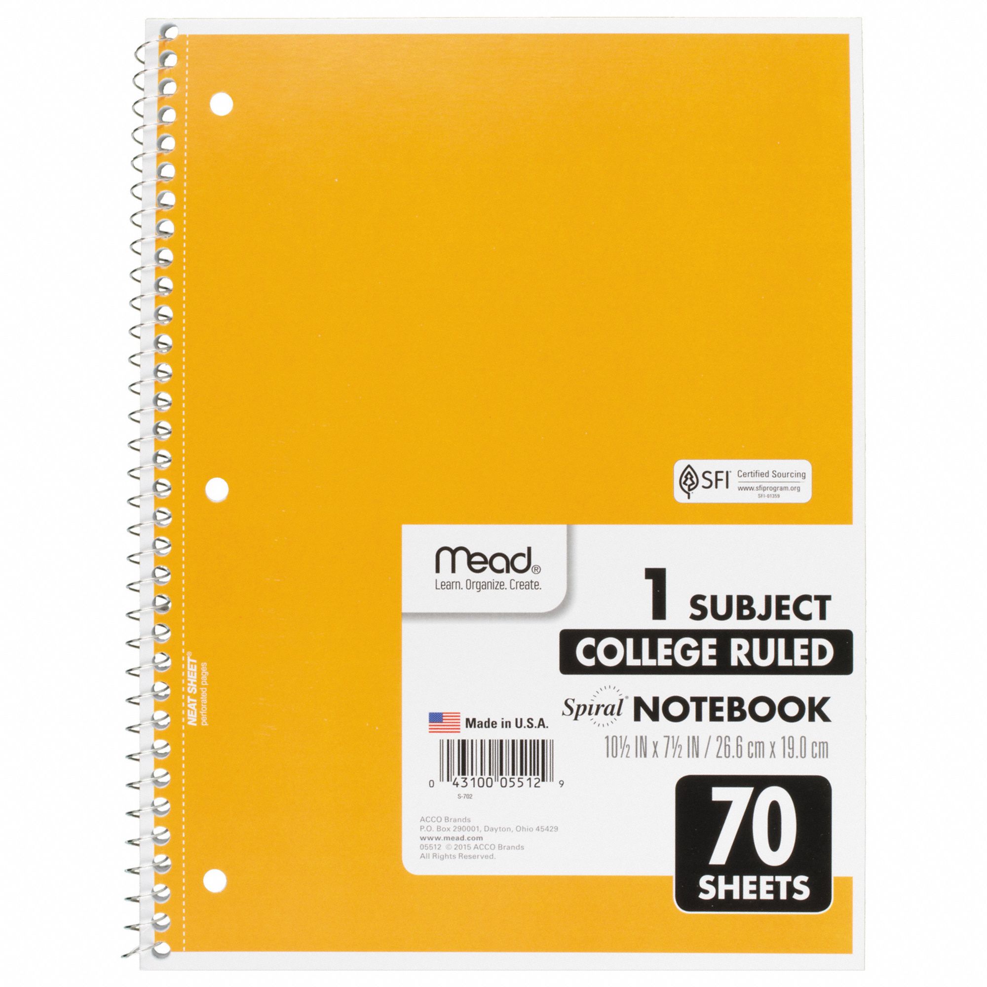 MEAD Notebook, 71/2 in x 101/2 in, 70 35W818MEA05512 Grainger
