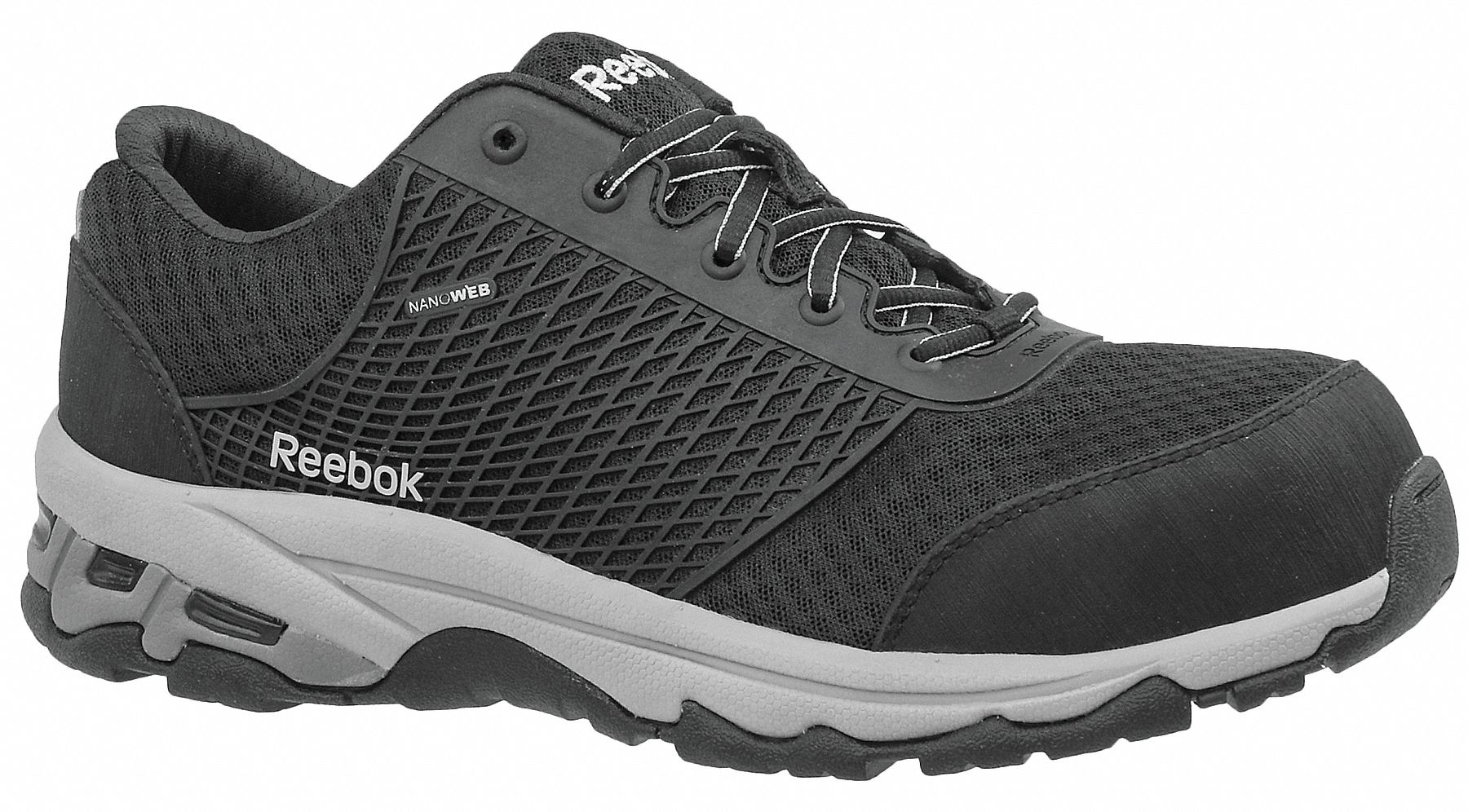 REEBOK Athletic Shoe, 12, M, Men's, Black, Composite Toe Type, 1 PR