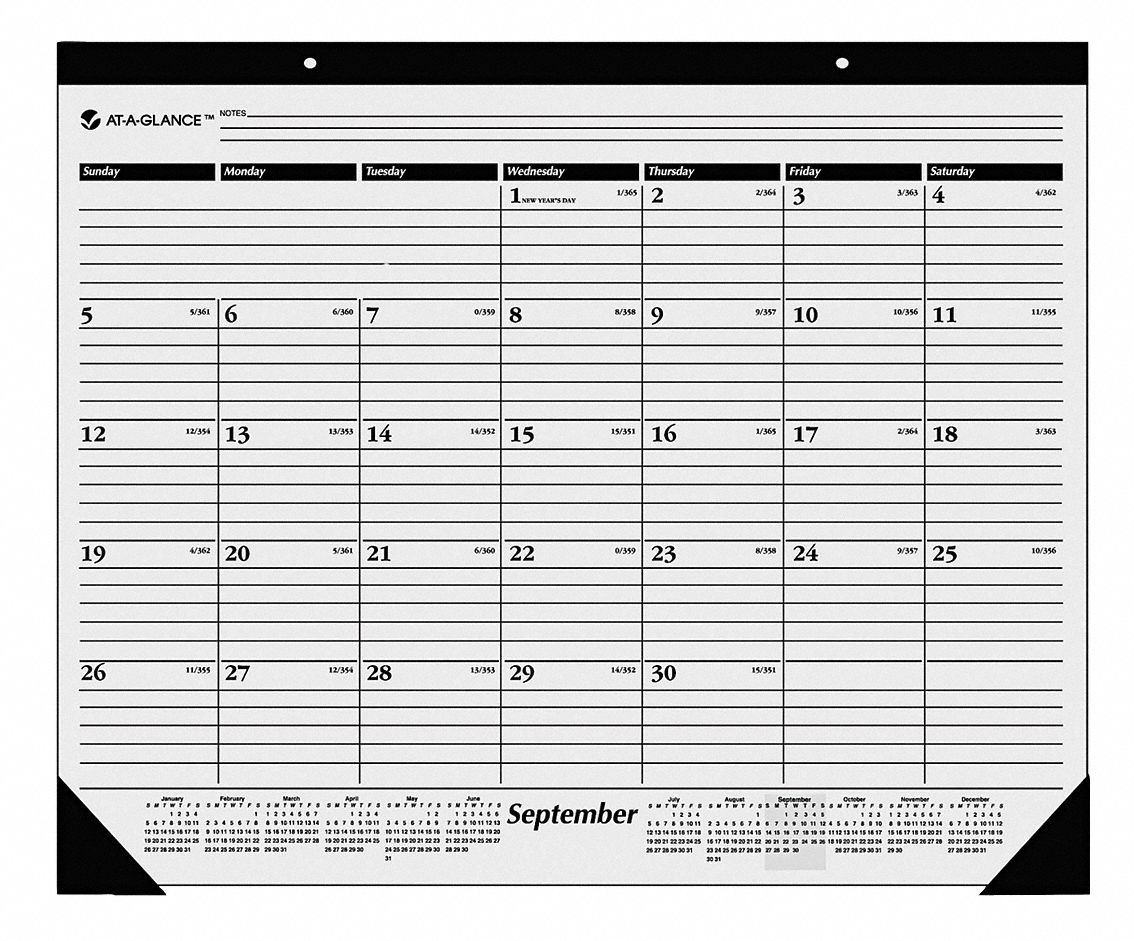 ATAGLANCE, 22 in x 17 in Sheet Size, White Monthly Desk Pad Calendar